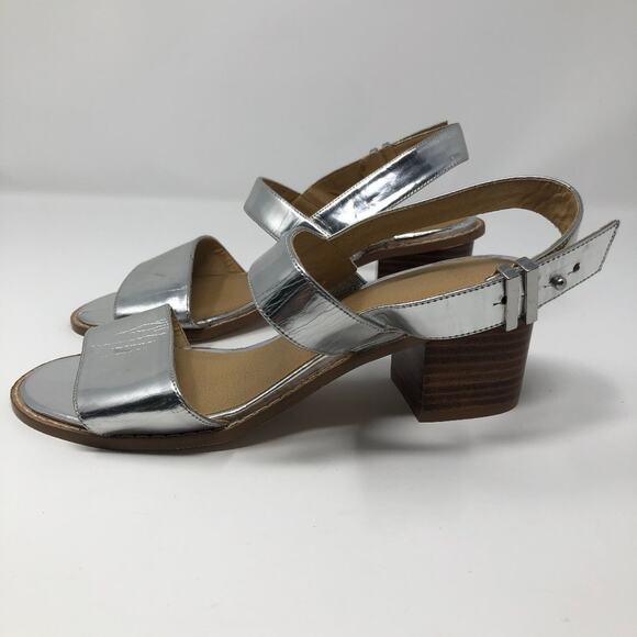 ASOS Silver Metallic Heel Sandals Block Heel Size 5 - Picture 7 of 10